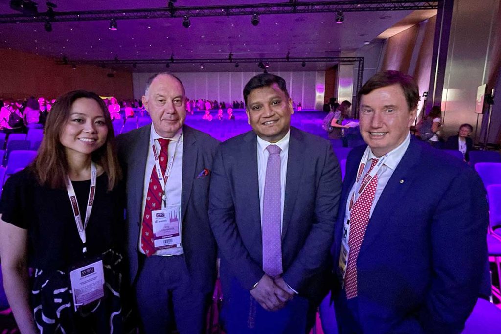 Left to right: Dr Weiwen Chen Vice-Chair HBA Medical Committee, Greg Lyubomirsky CEO HBA, DR Thiyagarajan from World Health Organisation and Prof Peter Ebeling, Chair HBA