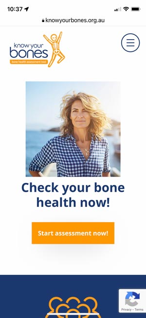 Know Your Bones self assessment tool screenshot on mobile